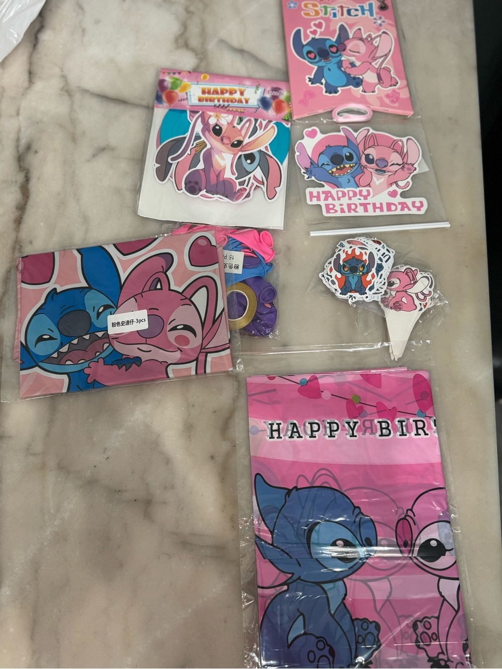 Stitch Pink Birthday Party Supplies Set - Character Decorations
